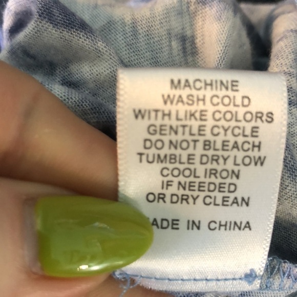 Elliott Lauren Batik Tie Dye Long Sleeve Tee Linen Size XS Blue - Picture 10 of 12